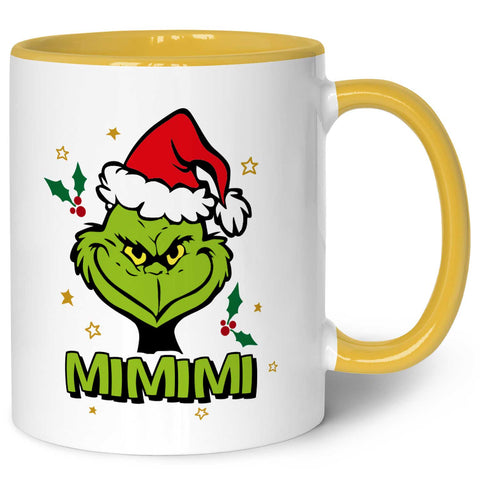 Bedruckte Tasse mit Weihnachtsmotiv im Grinch MiMiMi Design