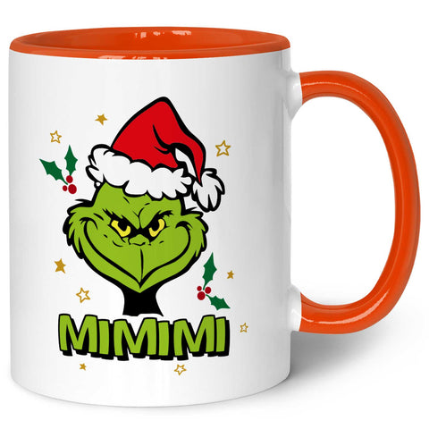 Bedruckte Tasse mit Weihnachtsmotiv im Grinch MiMiMi Design