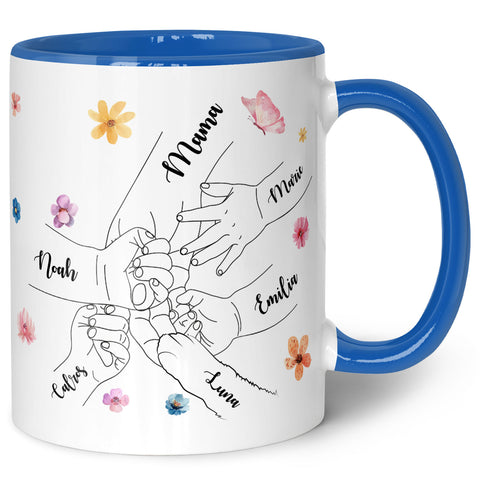 Bedruckte Tasse - Hände halten Mama Oma - Geschenk zum Muttertag