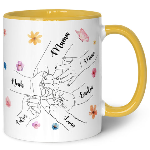 Bedruckte Tasse - Hände halten Mama Oma - Geschenk zum Muttertag