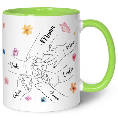 Bedruckte Tasse - Hände halten Mama Oma - Geschenk zum Muttertag