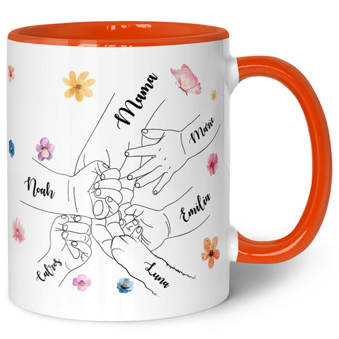 Bedruckte Tasse - Hände halten Mama Oma - Geschenk zum Muttertag