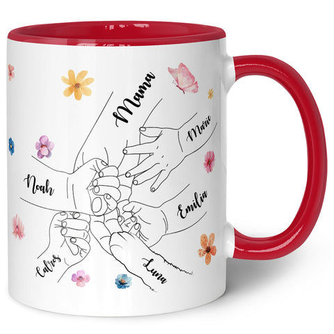 Bedruckte Tasse - Hände halten Mama Oma - Geschenk zum Muttertag