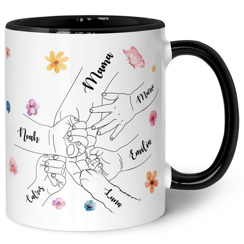 Bedruckte Tasse - Hände halten Mama Oma - Geschenk zum Muttertag