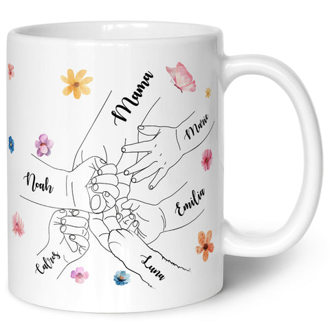 Bedruckte Tasse - Hände halten Mama Oma - Geschenk zum Muttertag