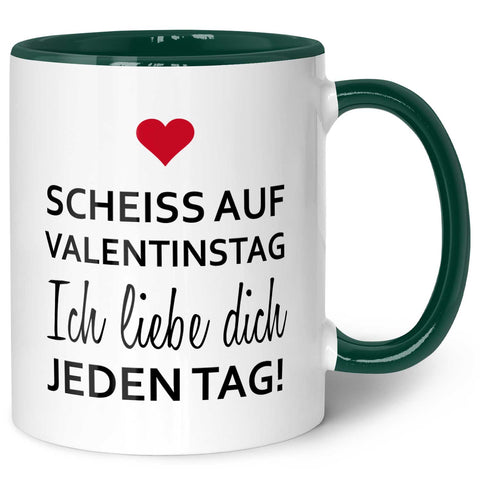 Bedruckte Tasse mit Spruch - Scheiss auf Valentinstag