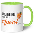 Bedruckte Tasse mit Aperol Spritz Motiv - Durchhalten später gibt es Aperol - Aperol Geschenk