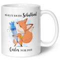 Bedruckte Tasse mit Spruch "Schulkind" - personalisiert mit Name und Datum