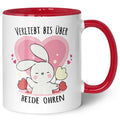 Bedruckte Tasse mit Spruch - Verliebt bis über beide Ohren