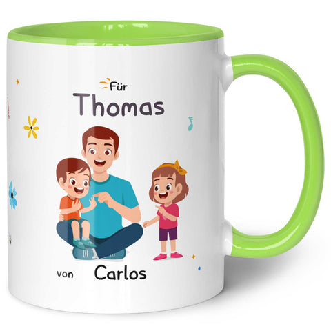 Bedruckte Tasse mit Spruch Hinter jedem glücklichen Kind
