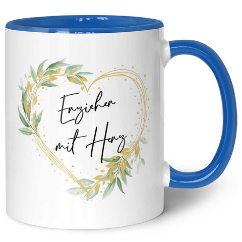 Bedruckte Tasse mit Spruch - Erzieher mit Herz