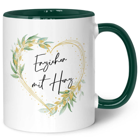 Bedruckte Tasse mit Spruch - Erzieher mit Herz