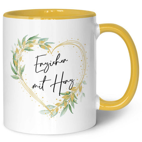 Bedruckte Tasse mit Spruch - Erzieher mit Herz