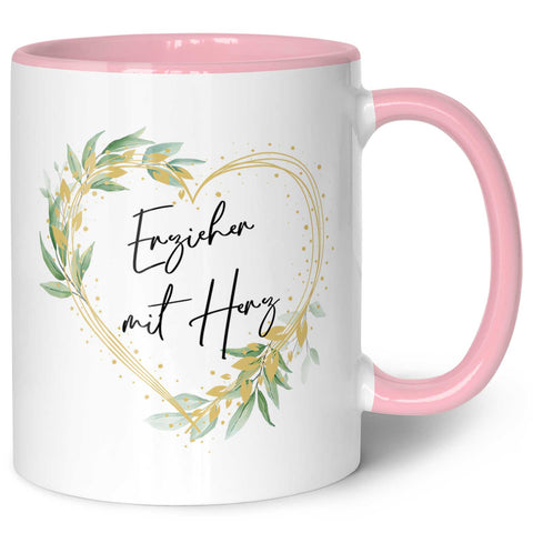 Bedruckte Tasse mit Spruch - Erzieher mit Herz