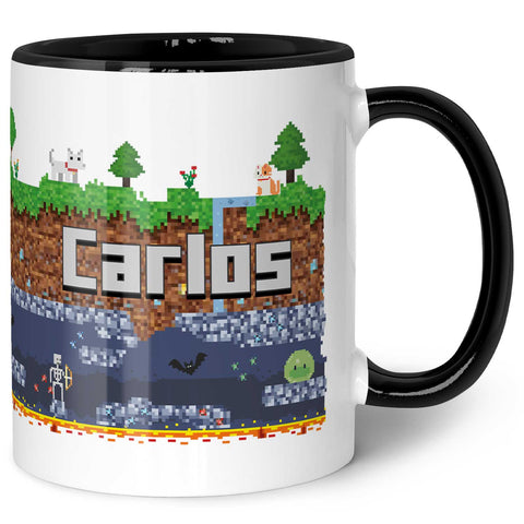 Bedruckte Tasse mit "Pixelerde" Motiv
