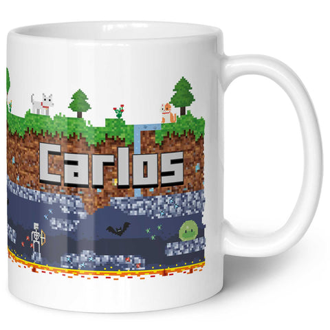 Bedruckte Tasse mit "Pixelerde" Motiv