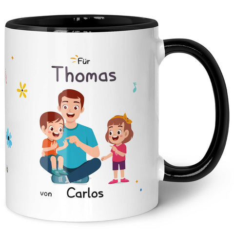 Bedruckte Tasse mit Spruch Hinter jedem glücklichen Kind