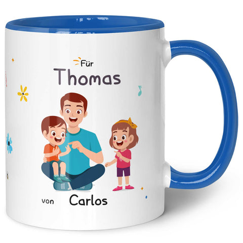 Bedruckte Tasse mit Spruch Hinter jedem glücklichen Kind