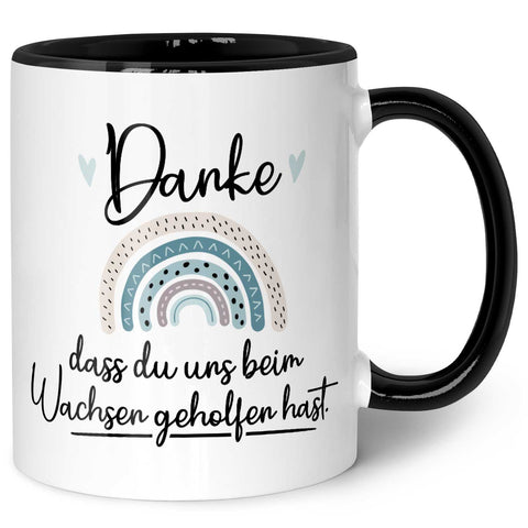Bedruckte Tasse mit Spruch - "Danke dass du uns beim Wachsen geholfen hast" V2