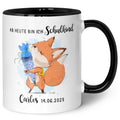 Bedruckte Tasse mit Spruch "Schulkind" - personalisiert mit Name und Datum