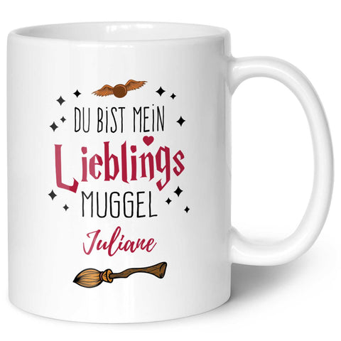 Bedruckte Tasse mit Spruch - Du bist mein Lieblingsmuggel mit Namen
