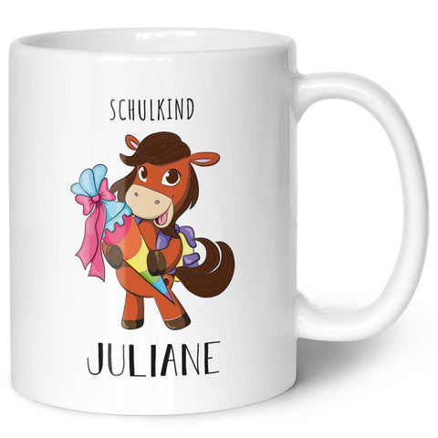 Bedruckte Tasse mit Motiv - Einschulung Pferd