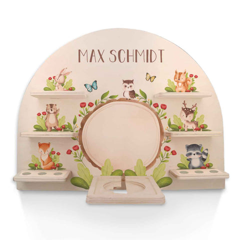 Toniebox Regal für Kinderzimmer - Tiergruppe Wald - Personalisiert mit Namen