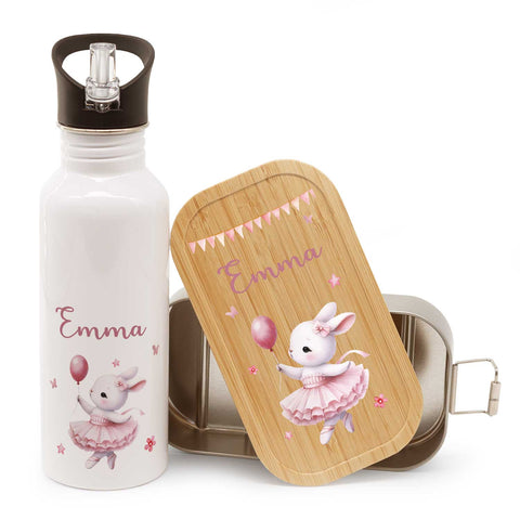 Bedruckte Brotdose & Trinkflasche im Set - Ballett