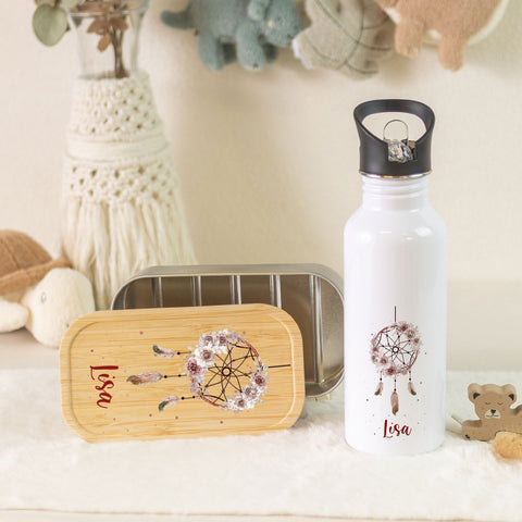 Bedruckte Brotdose & Trinkflasche im Set - Traumfänger