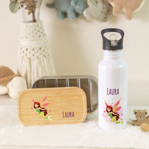 Bedruckte Brotdose & Trinkflasche im Set - Zauberfee