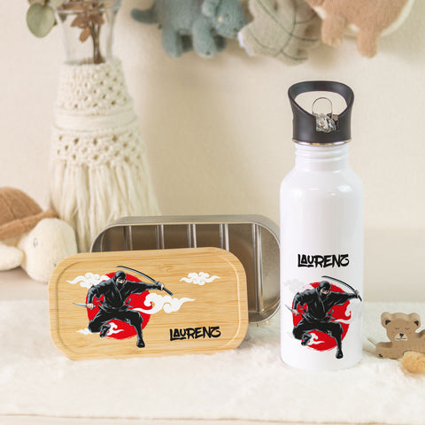 Bedruckte Brotdose & Trinkflasche im Set - Ninja