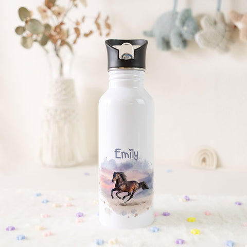 Bedruckte Trinkflasche aus Edelstahl - Pferd