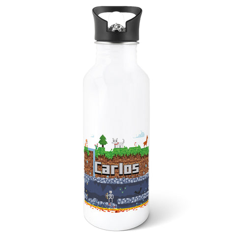 Bedruckte Trinkflasche aus Edelstahl - Pixelerde