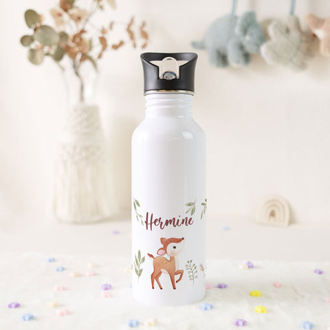 Bedruckte Trinkflasche aus Edelstahl - Reh