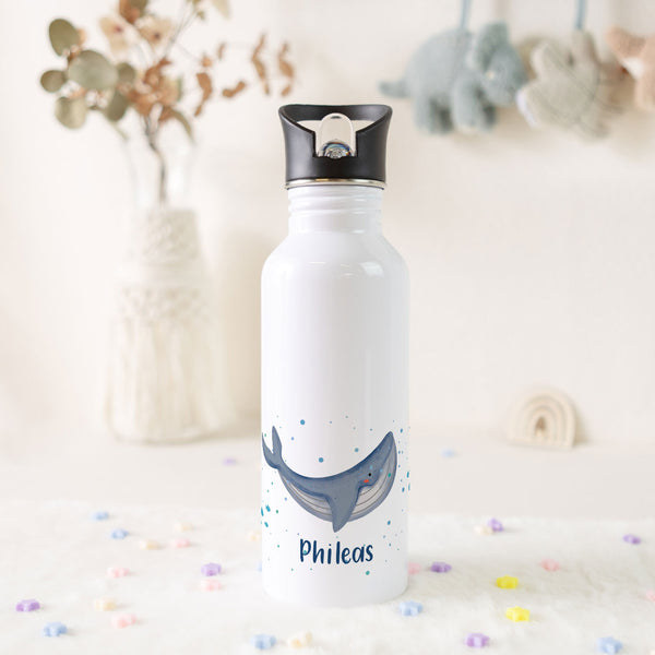 Bedruckte Trinkflasche aus Edelstahl - Wal GRAVURZEILE