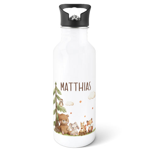 Bedruckte Trinkflasche aus Edelstahl - Waldfreunde