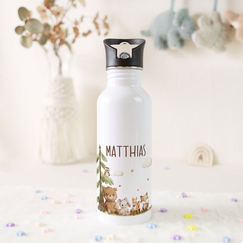 Bedruckte Trinkflasche aus Edelstahl - Waldfreunde