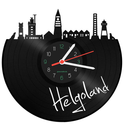 Wanduhr aus Vinyl Skyline Helgoland