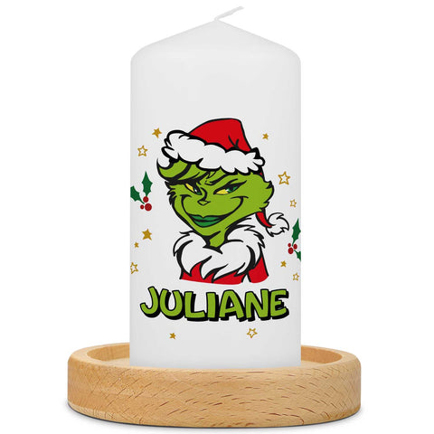Kleine Kerze "Grinch" mit eigenem Namen