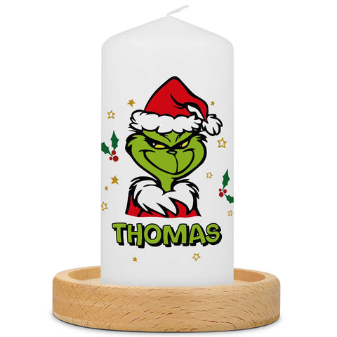 Kleine Kerze "Grinch" mit eigenem Namen