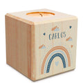 Teelichthalter aus Holz mit UV Druck - Regenbogen Design - Personalisiert mit Namen