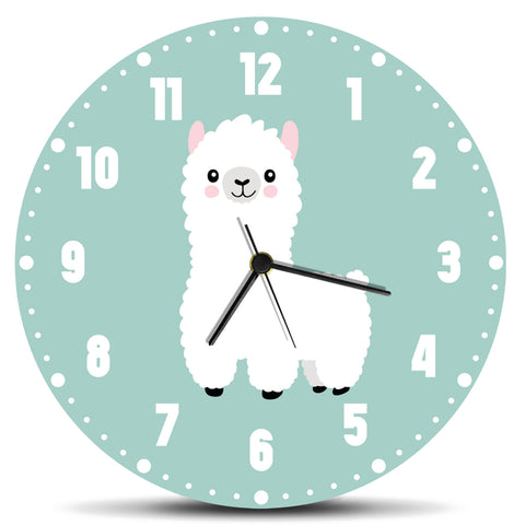 Wanduhr für Kinder im Lama Design - mit UV Druck