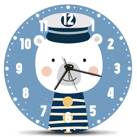 Wanduhr für Kinder im Eisbär Design - mit UV Druck