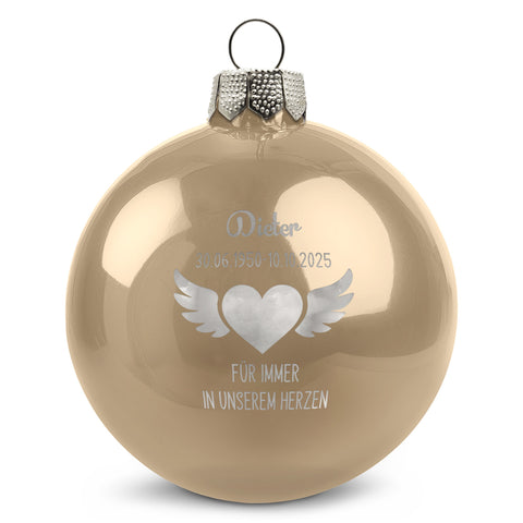 Gravierte Weihnachtskugel - Flügelherz