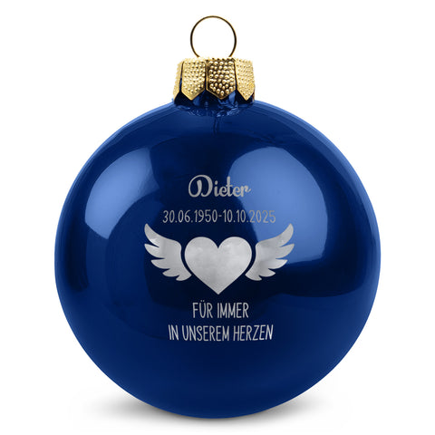 Gravierte Weihnachtskugel - Flügelherz