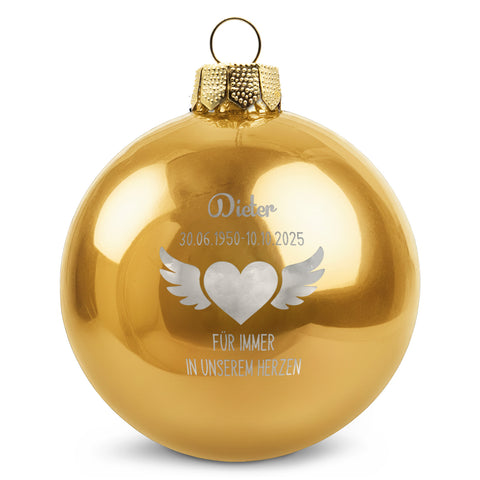 Gravierte Weihnachtskugel - Flügelherz