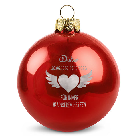 Gravierte Weihnachtskugel - Flügelherz