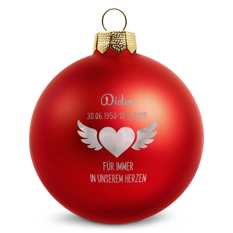 Gravierte Weihnachtskugel - Flügelherz