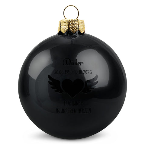 Gravierte Weihnachtskugel - Flügelherz