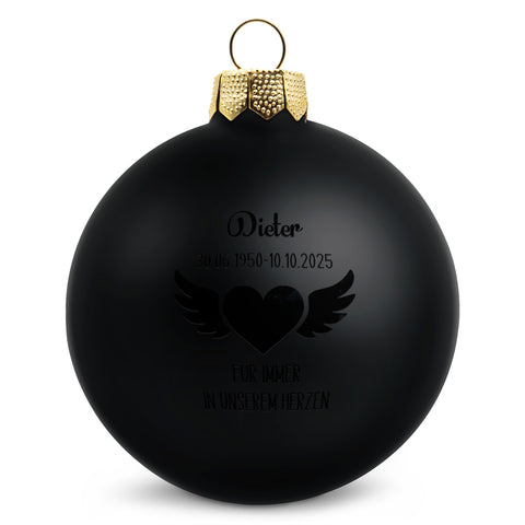 Gravierte Weihnachtskugel - Flügelherz